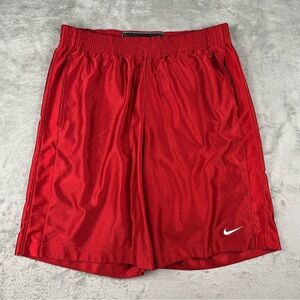 Vintage Nike Basketball Dazzle Shorts Men L Red Shiny Silky 10" Y2K Pockets
